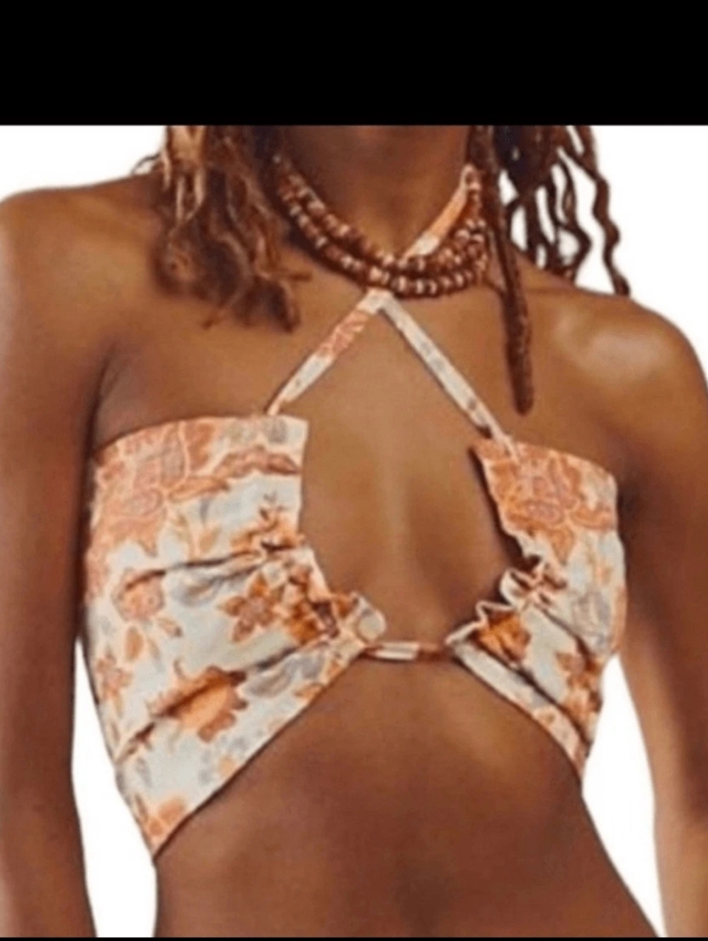 Free People Intimately Convertable Bandeau Halter Top 100% Cotton, Floral Print